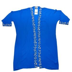 Zara Abaya Gold Arabic Calligraphy Embroidery Size Small Blue New with Tag